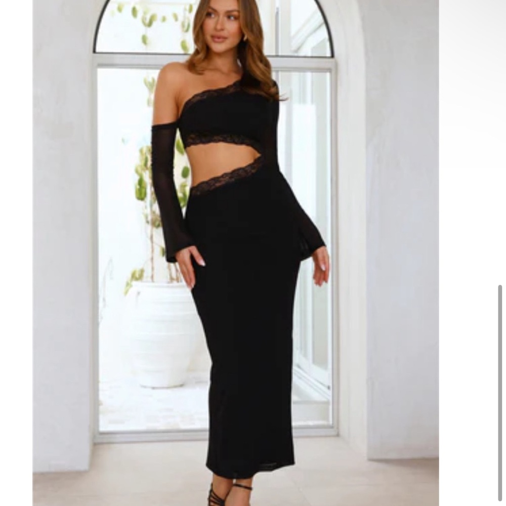 Elegant Black Lace Trim Dress